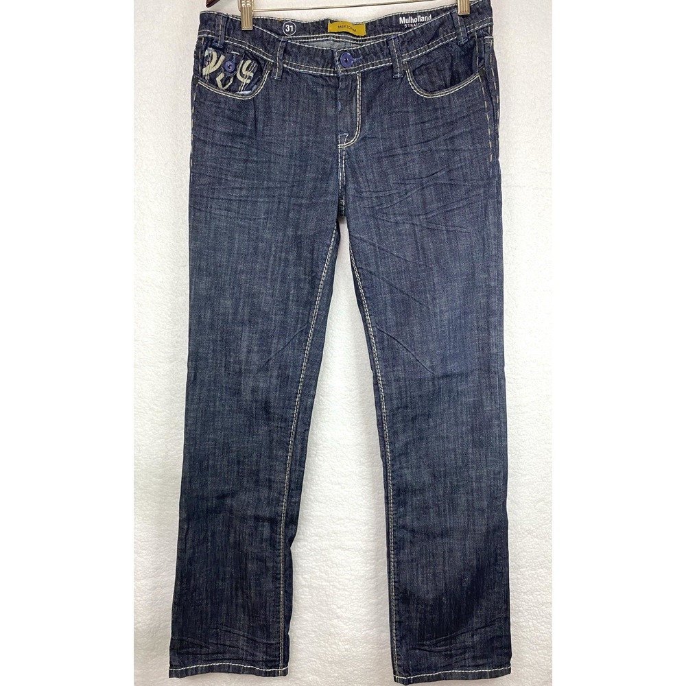 MEK Denim Mulholland Women's Dark Wash Stitched Bootcut Jeans Size 31/32 Pockets